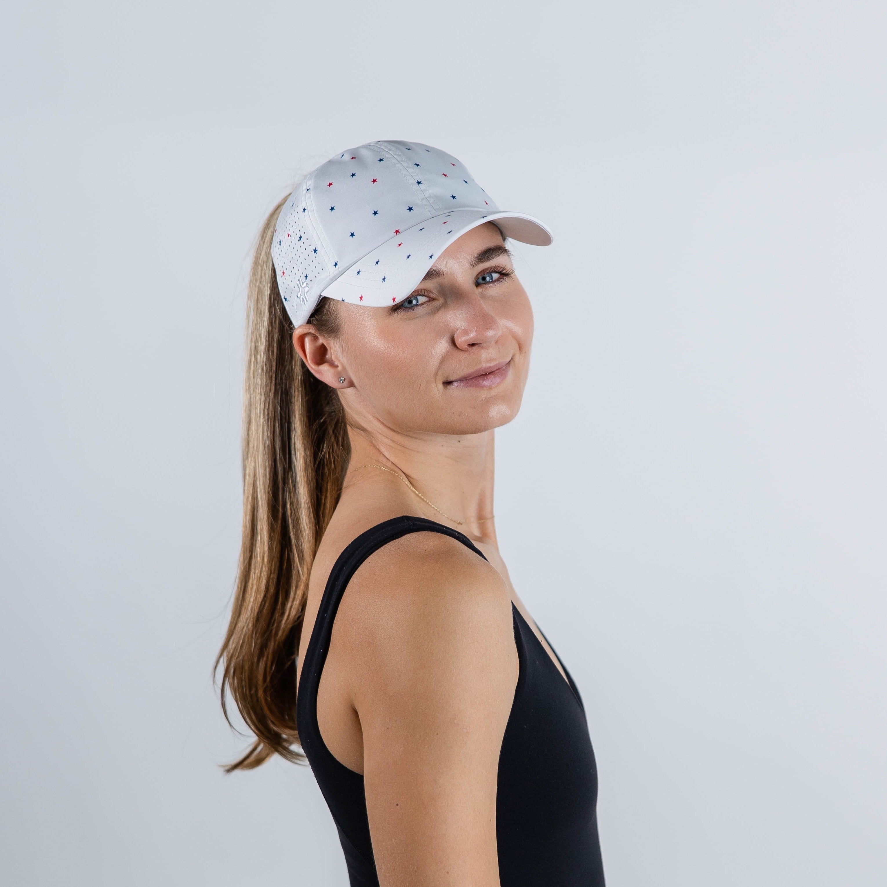 USA Stars Print, Sun Goddess Cap, Tuck-In Strap, UPF 50+ - VIMHUE