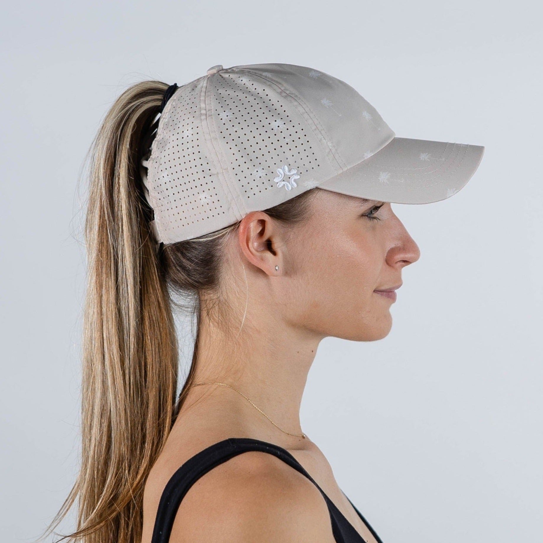 Palm Paradise Print, Sun Goddess Cap, Tuck-In Strap UPF 50+ - VIMHUE