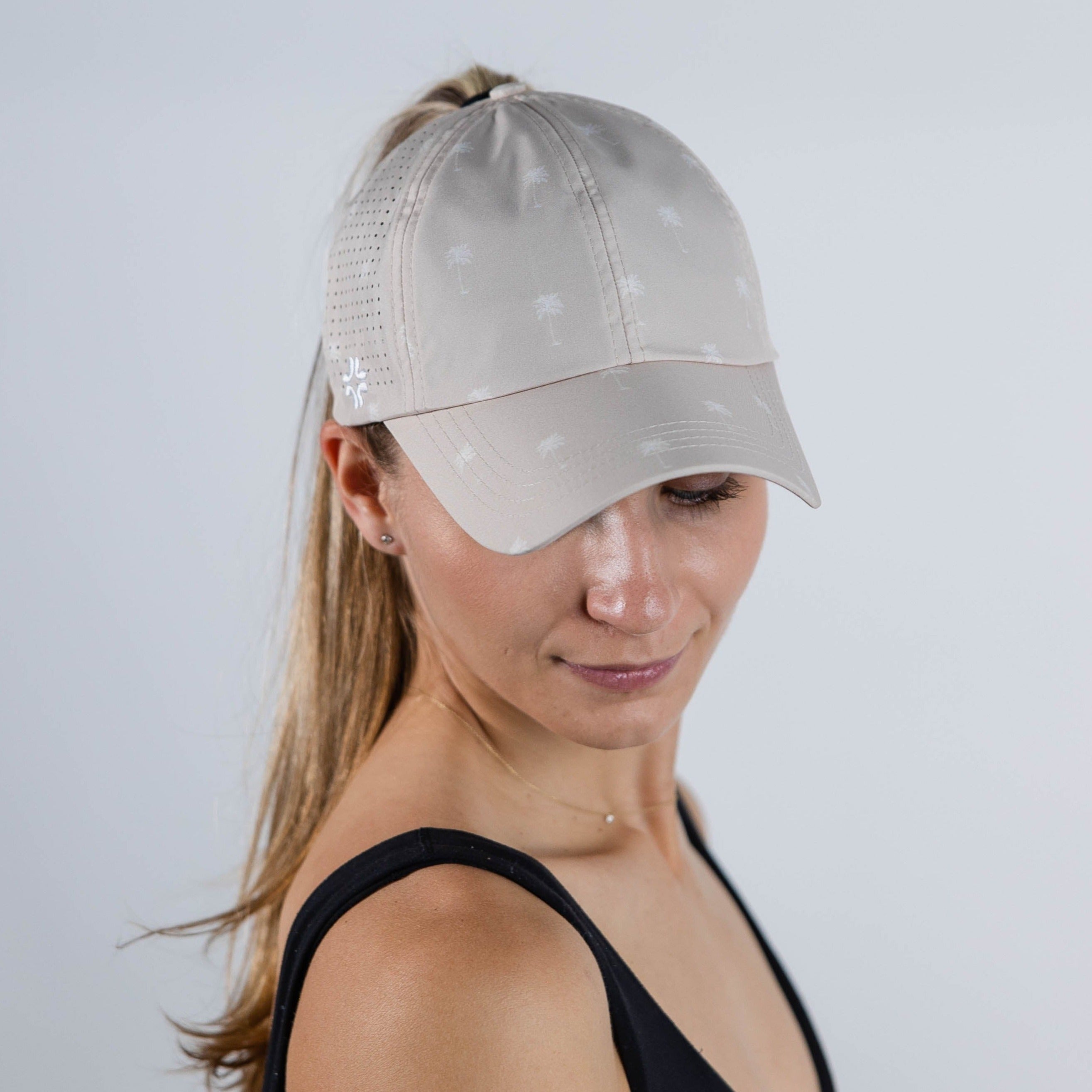 Palm Paradise Print, Sun Goddess Cap, Tuck-In Strap UPF 50+ - VIMHUE