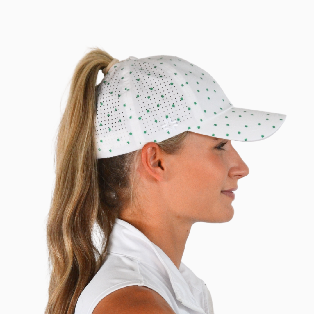 Shamrock Print, Sun Goddess Cap, Tuck-In Strap UPF 50+ - VIMHUE