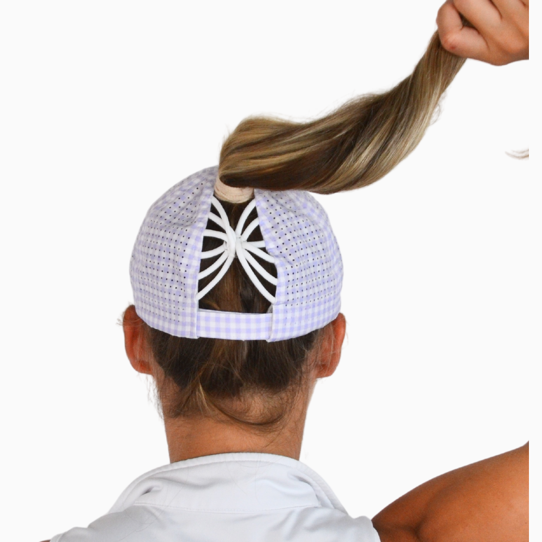 Gingham Print, Sun Goddess Cap, Tuck-In Strap UPF 50+ - VIMHUE