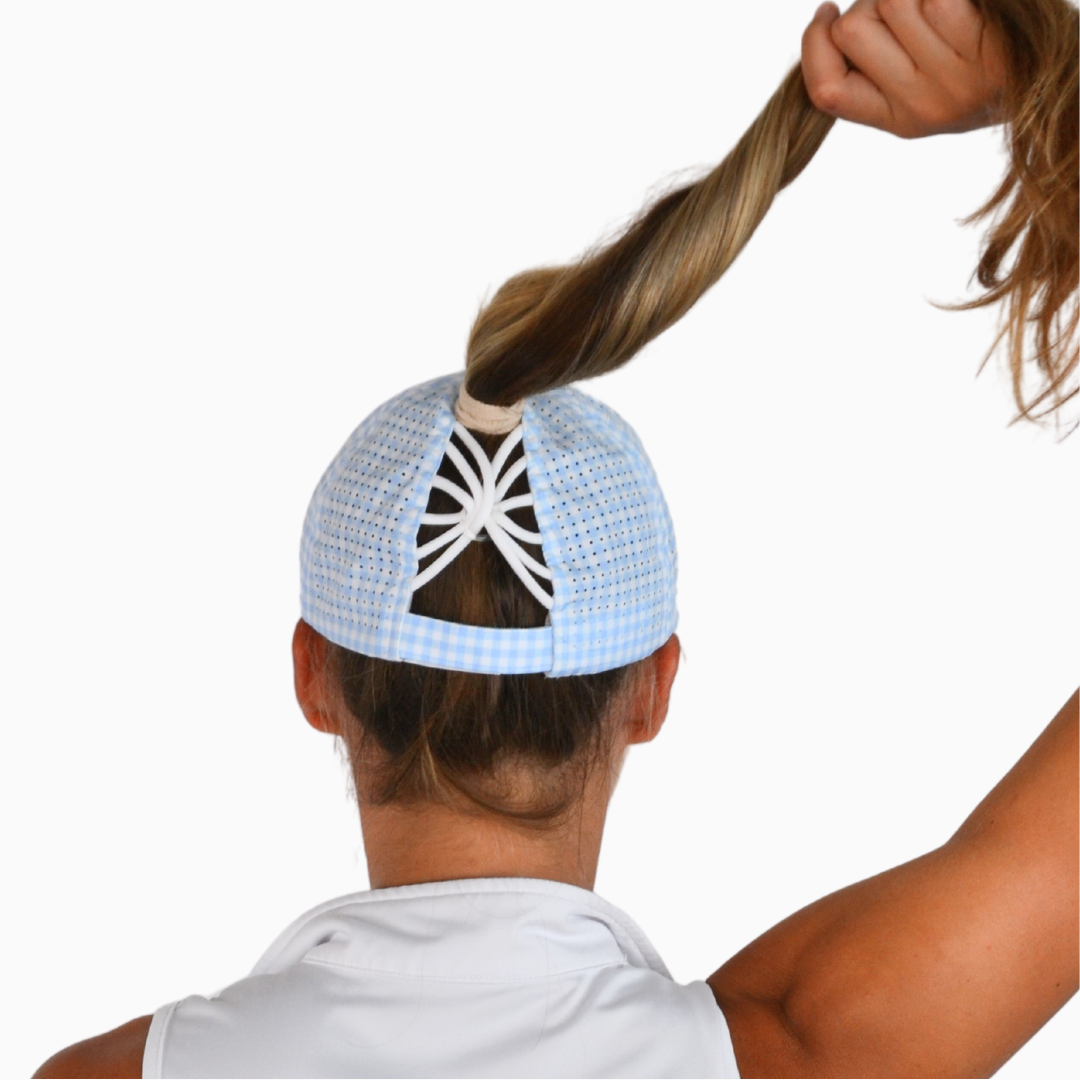 Gingham Print, Sun Goddess Cap, Tuck-In Strap UPF 50+ - VIMHUE