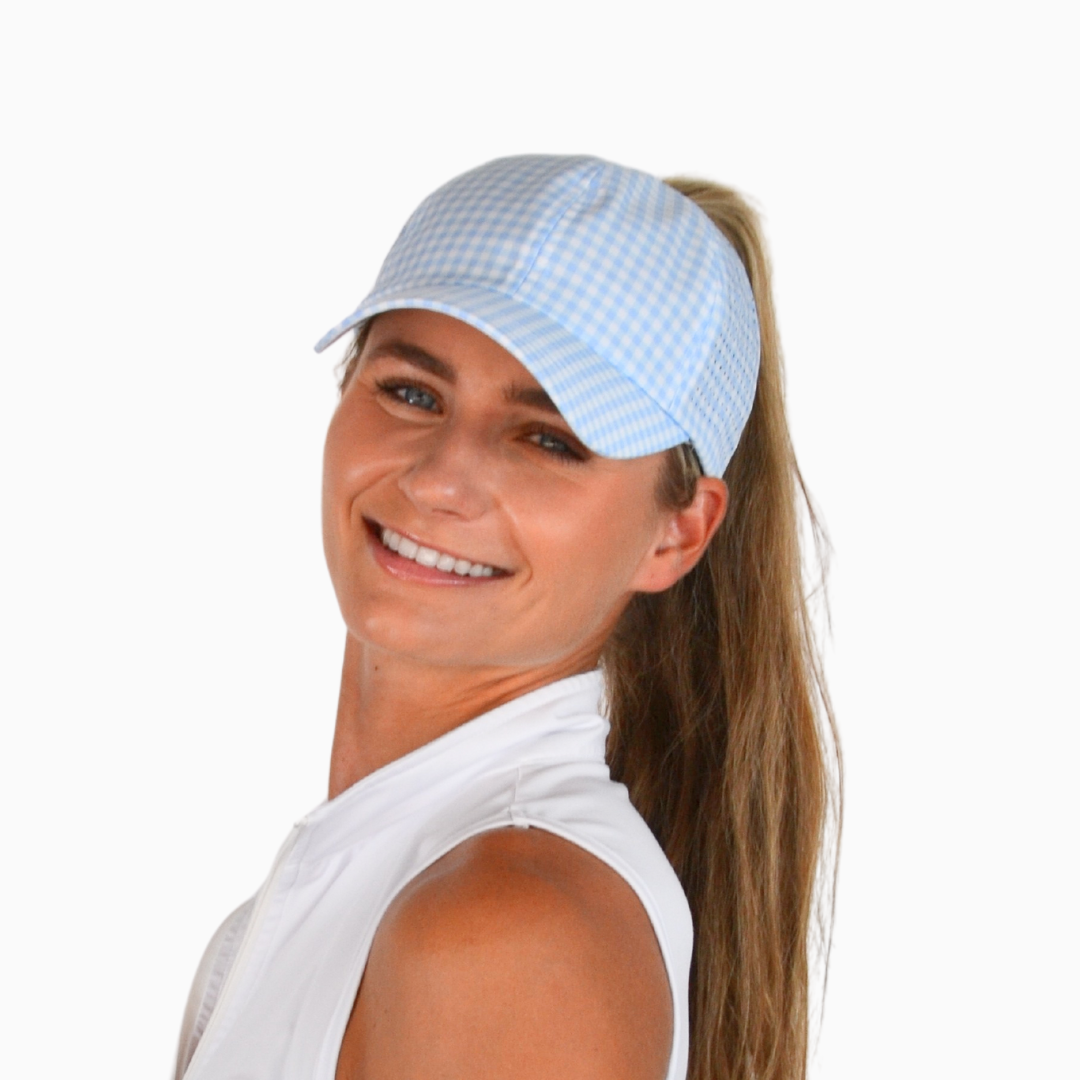 Gingham Print, Sun Goddess Cap, Tuck-In Strap UPF 50+ - VIMHUE