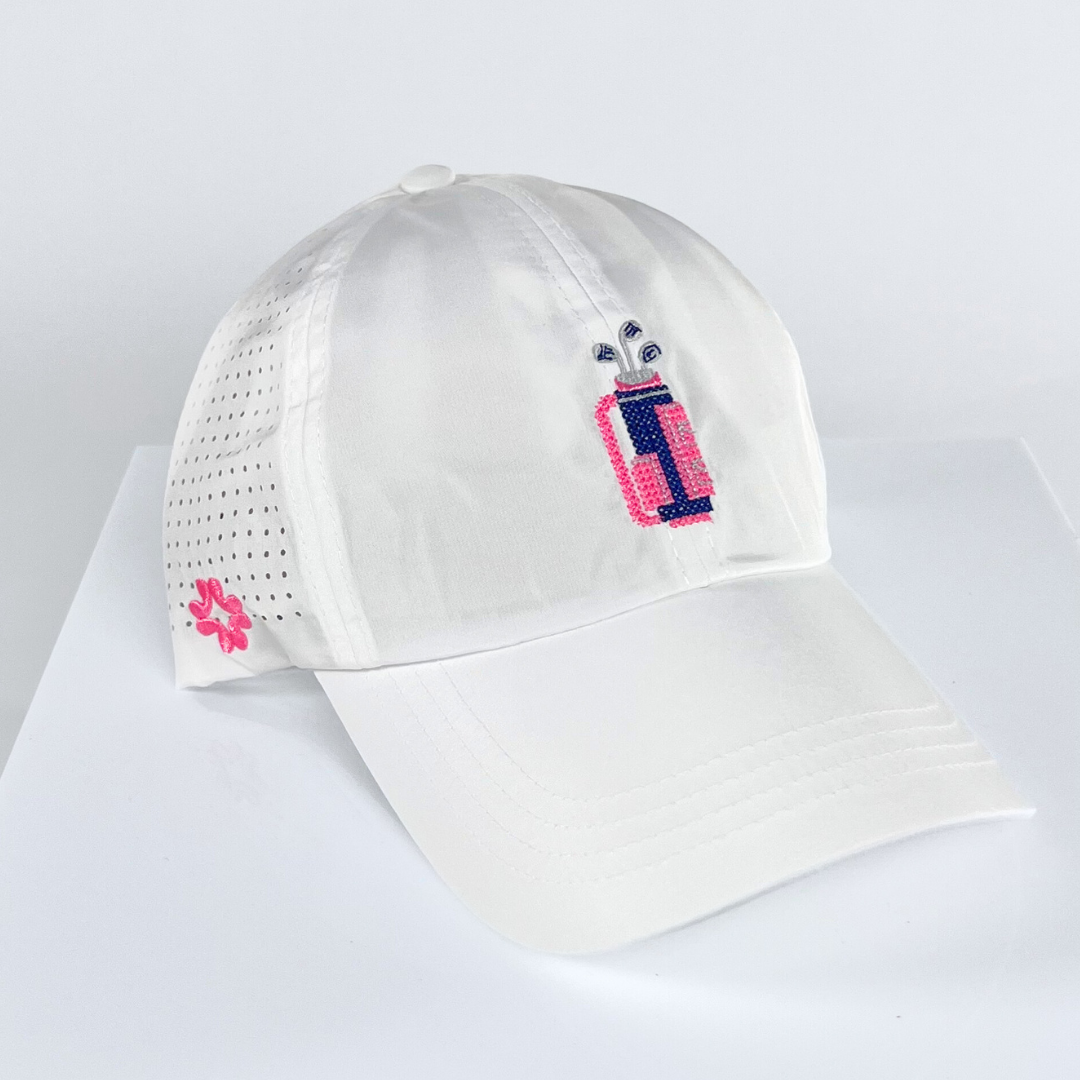 Golf Bag Cross Stitch Sun Goddess, Tuck In Strap, white, UPF 50+ - VIMHUE