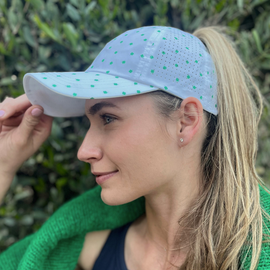 Shamrock Print, Sun Goddess Cap, Tuck-In Strap UPF 50+ - VIMHUE