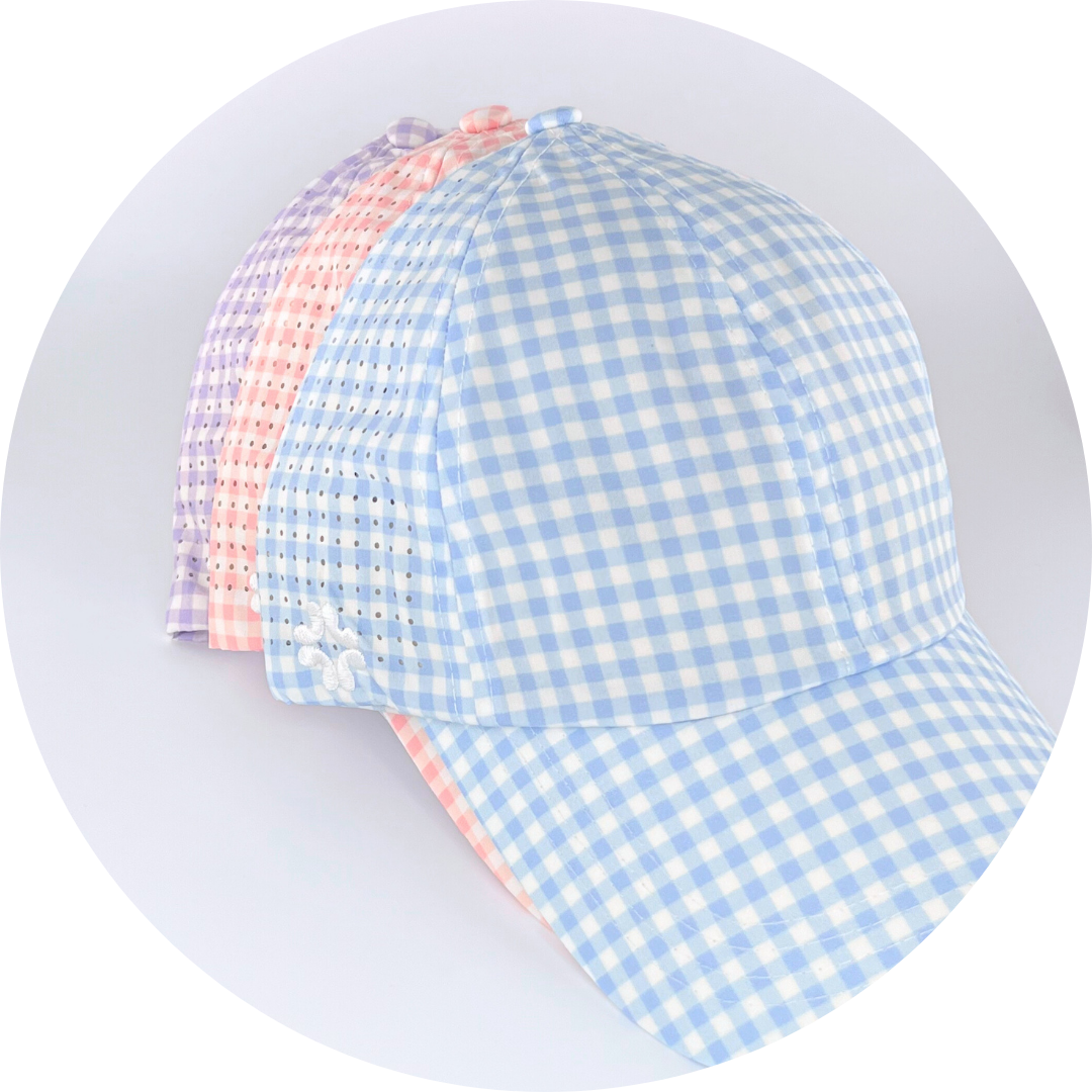 Gingham Print, Sun Goddess Cap, Tuck-In Strap UPF 50+