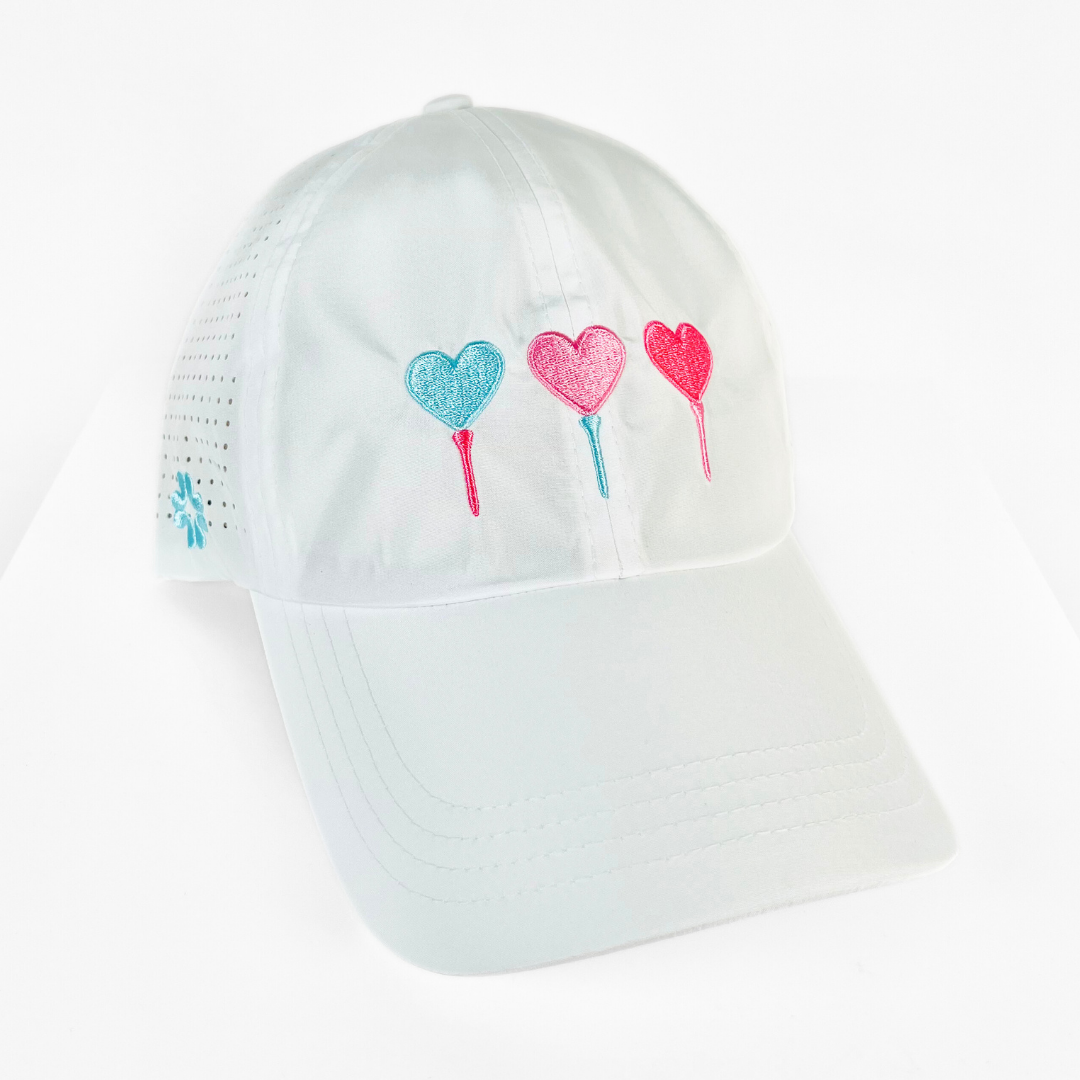 3 Hearts on Tees - Sun Goddess, Tuck-In Strap, White UPF 50+ - VIMHUE