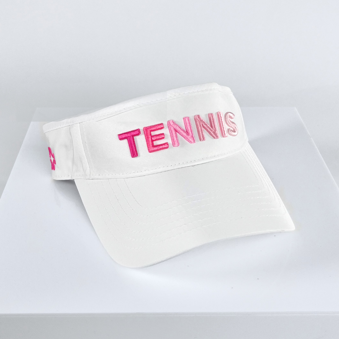 TENNIS Pink Ombre Puff Visor, white, UPF 50+ - VIMHUE