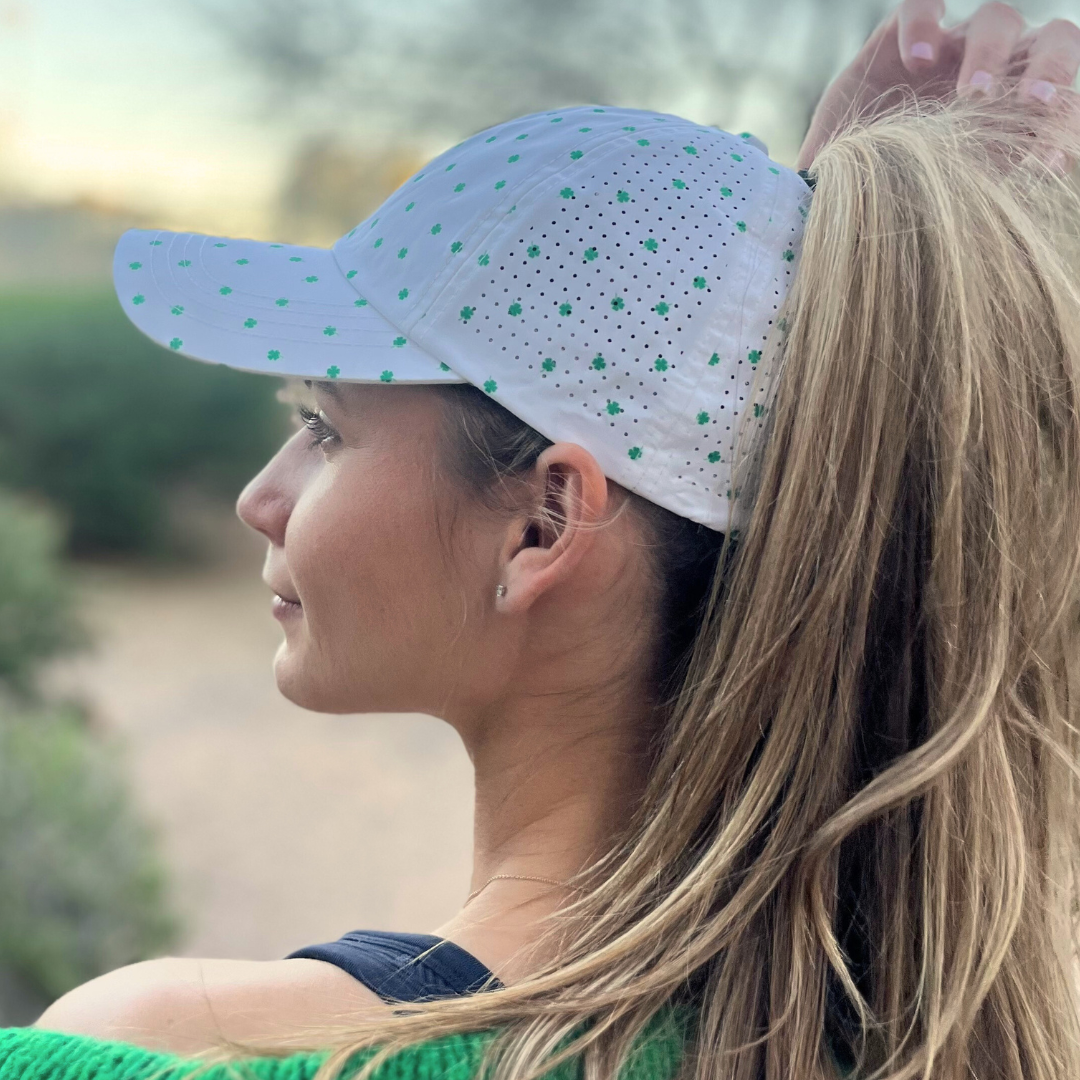 Shamrock Print, Sun Goddess Cap, Tuck-In Strap UPF 50+ - VIMHUE