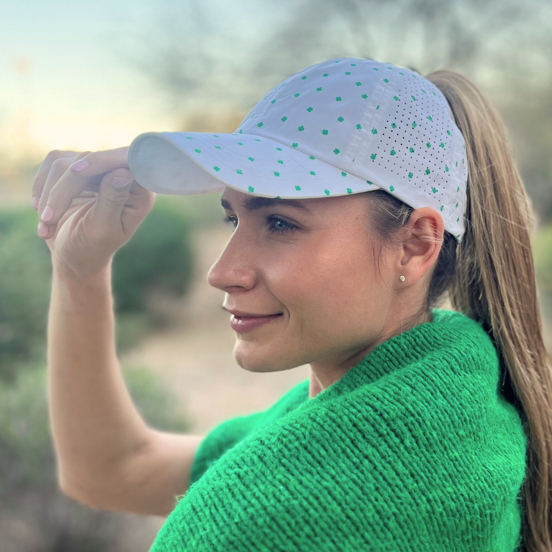 Shamrock Print, Sun Goddess Cap, Tuck-In Strap UPF 50+ - VIMHUE