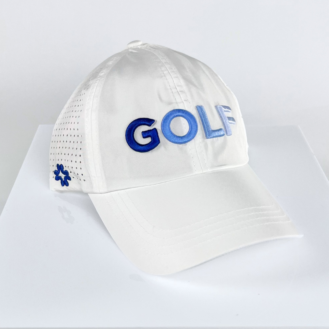 GOLF Blue Ombre Puff, Sun Goddess, Tuck In Strap, white, UPF 50+ - VIMHUE