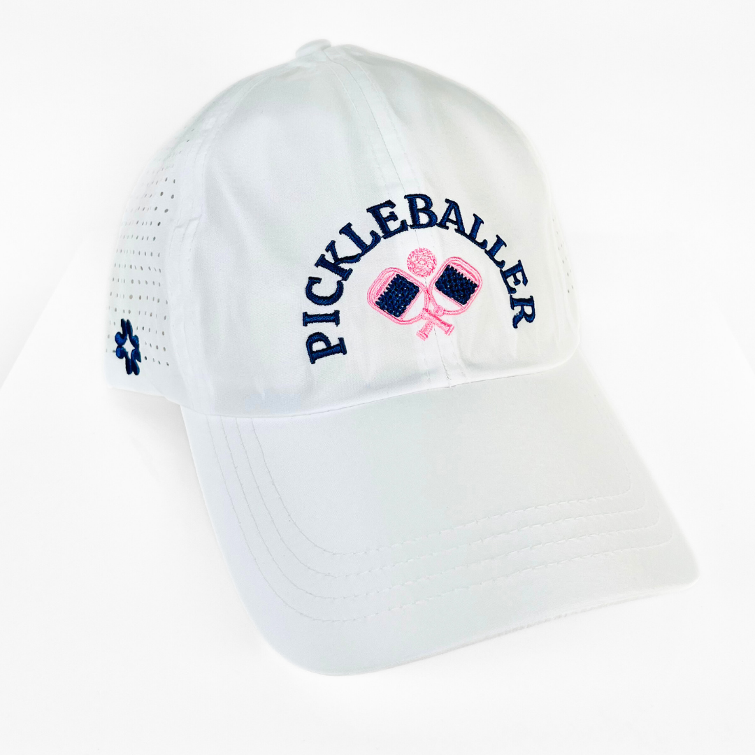 PICKLEBALLER - Navy/Pink - Sun Goddess, Tuck-in Strap, white, UPF 50+ - VIMHUE