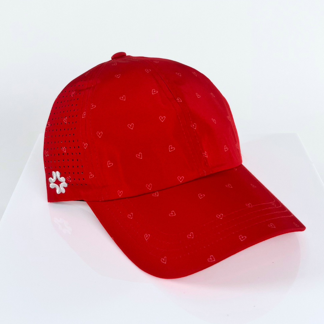 Crimson Hearts, Sun Goddess Cap, Tuck-In Strap UPF 50+ - VIMHUE