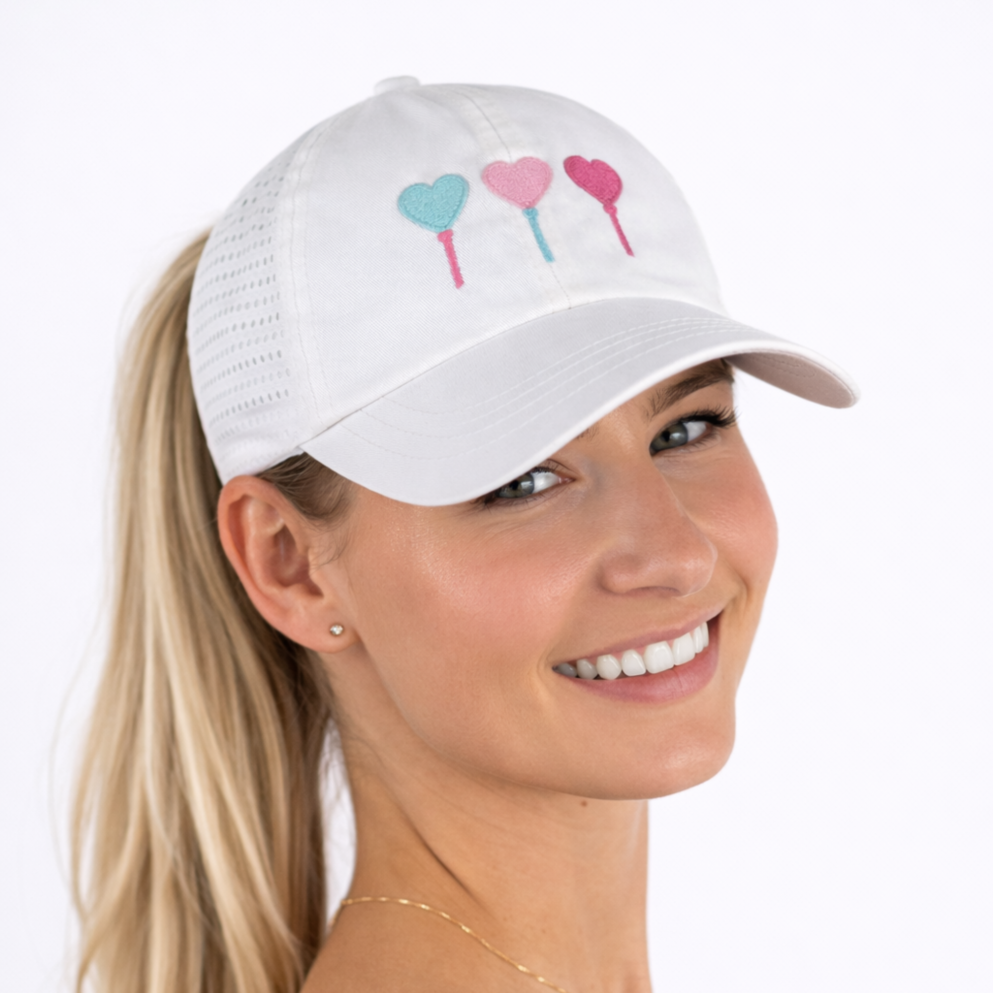 3 Hearts on Tees - Sun Goddess, Tuck-In Strap, White UPF 50+ - VIMHUE