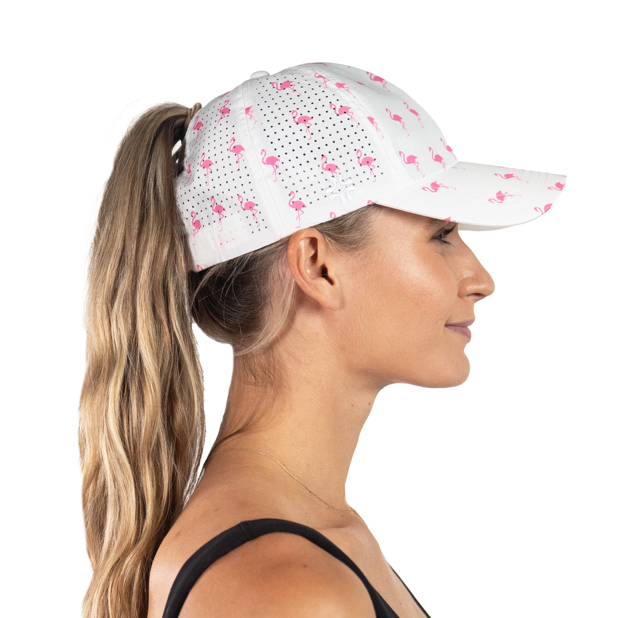 Flamingo Print, Sun Goddess Cap, Tuck-In Strap UPF 50+ - VIMHUE