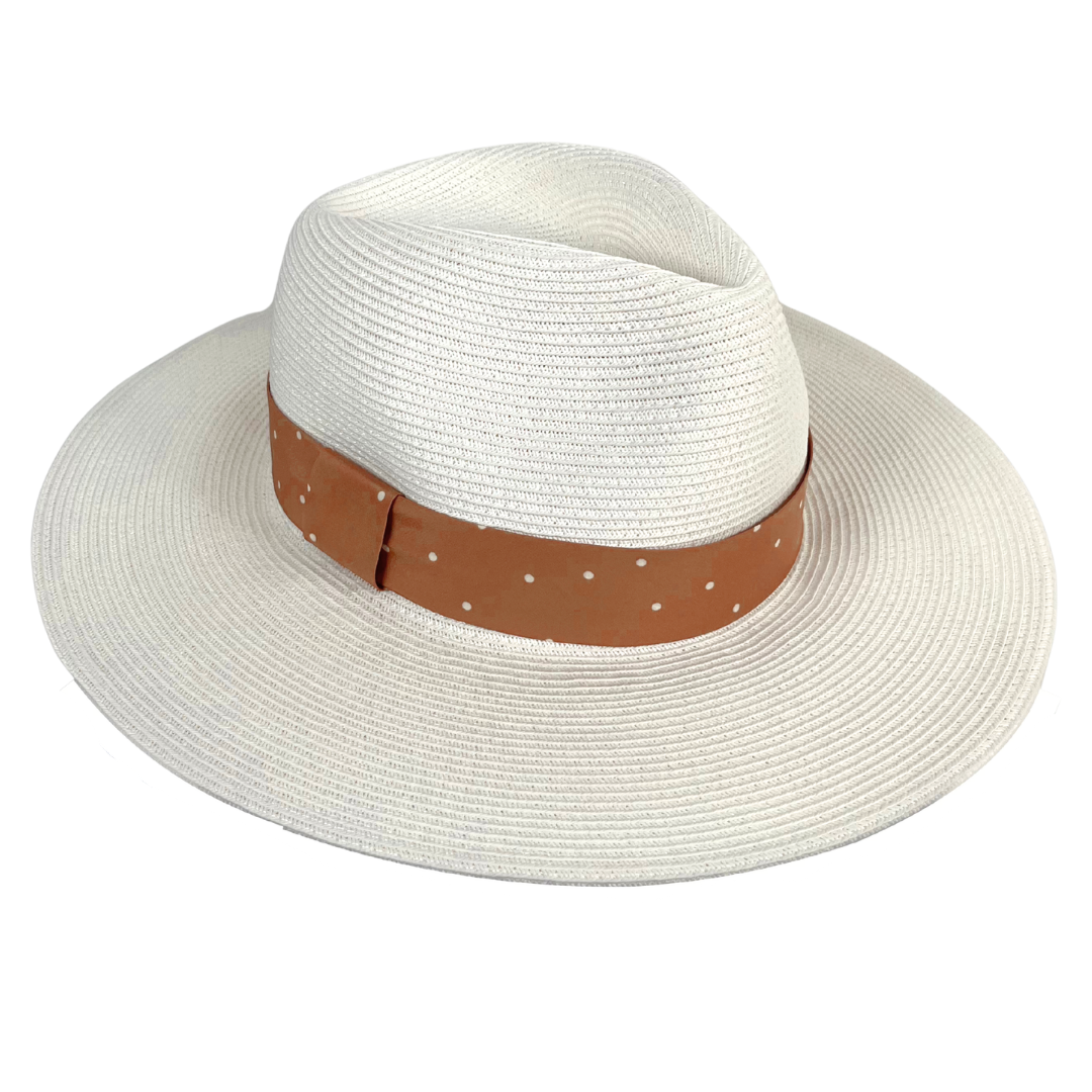 Traveller Straw Style Cream w Polka Dot Band - VIMHUE