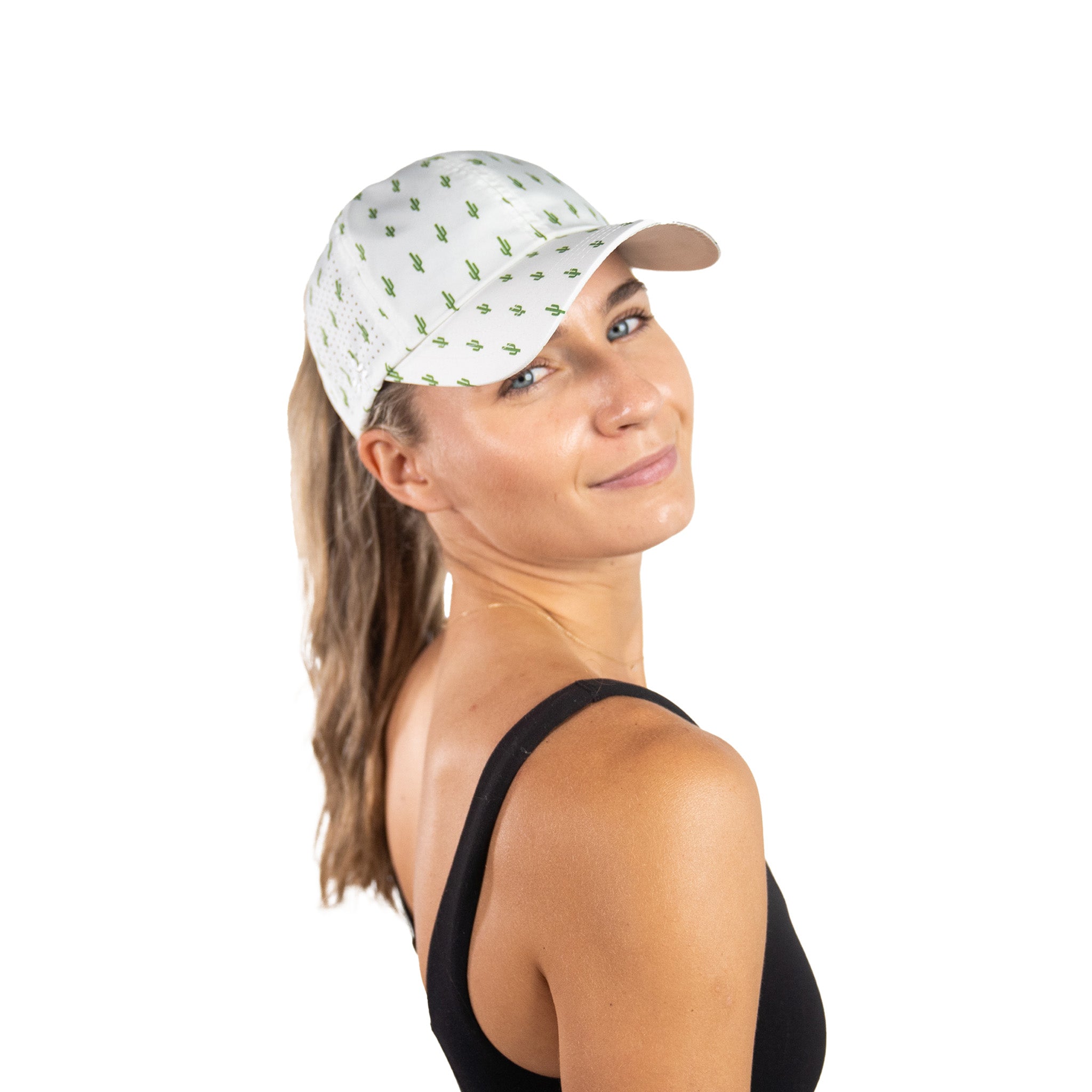 Tuck-in Strap Sun Goddess cap, Cactus Print, UPF 50+ - VIMHUE