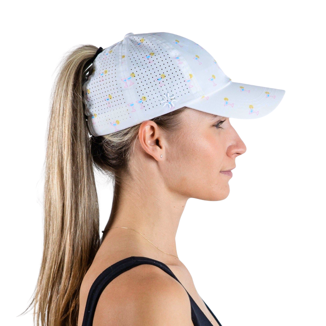Dink Responsibly Print, Sun Goddess Cap, Tuck-In Strap UPF 50+ - VIMHUE