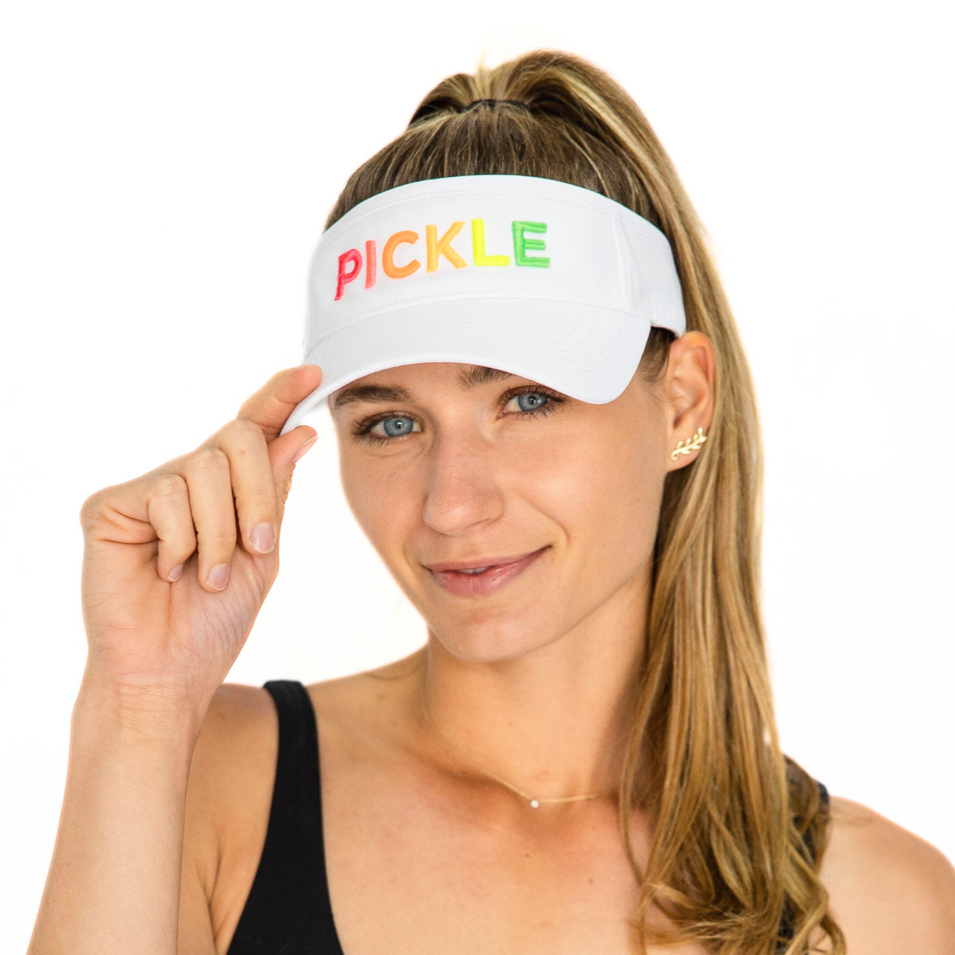 PICKLE(ball) logo, white, UPF 50+ - VIMHUE