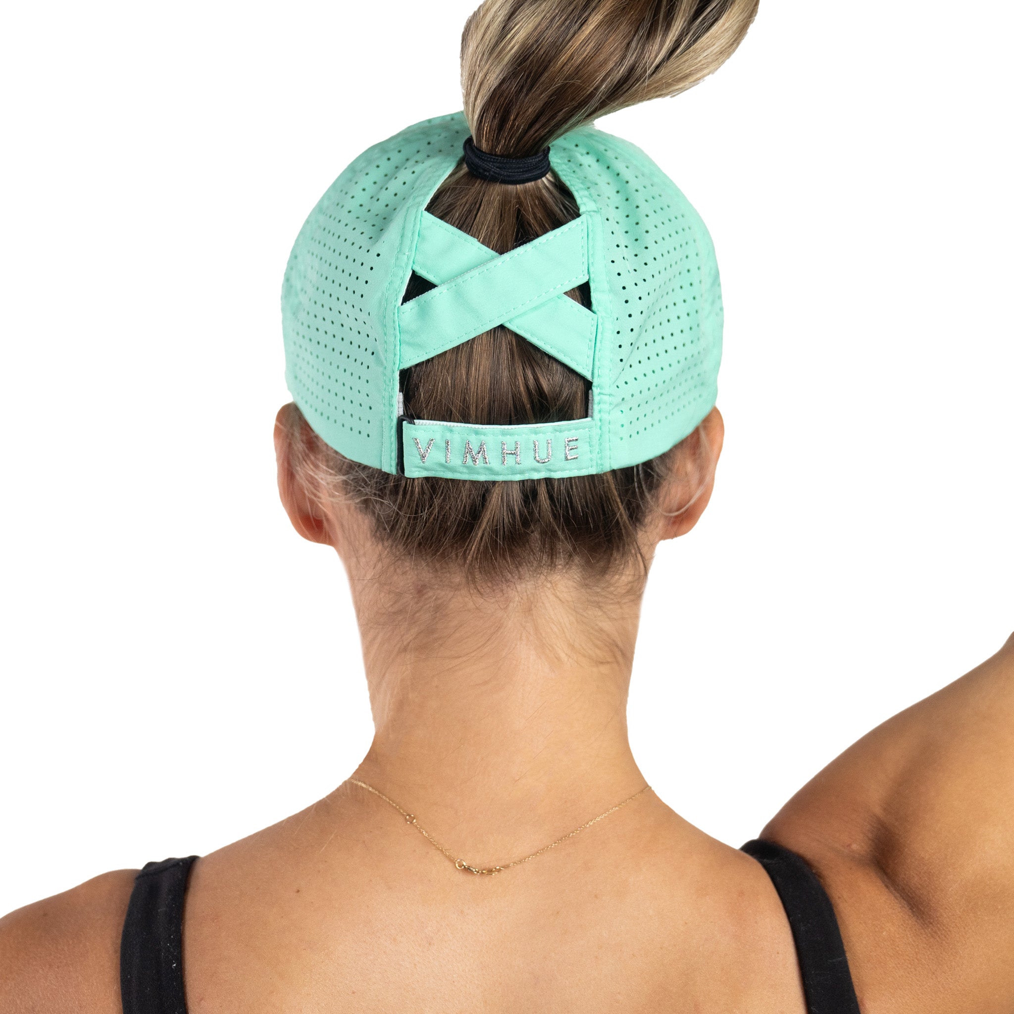 Ladies high ponytail hat, lagoon, turquoise, UPF50+