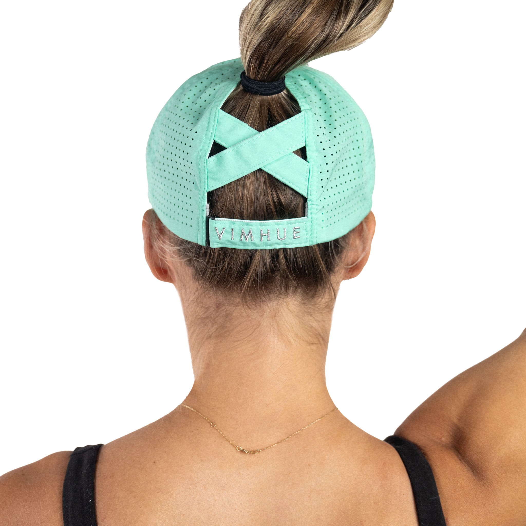 Ladies high ponytail hat, lagoon, turquoise, UPF50+
