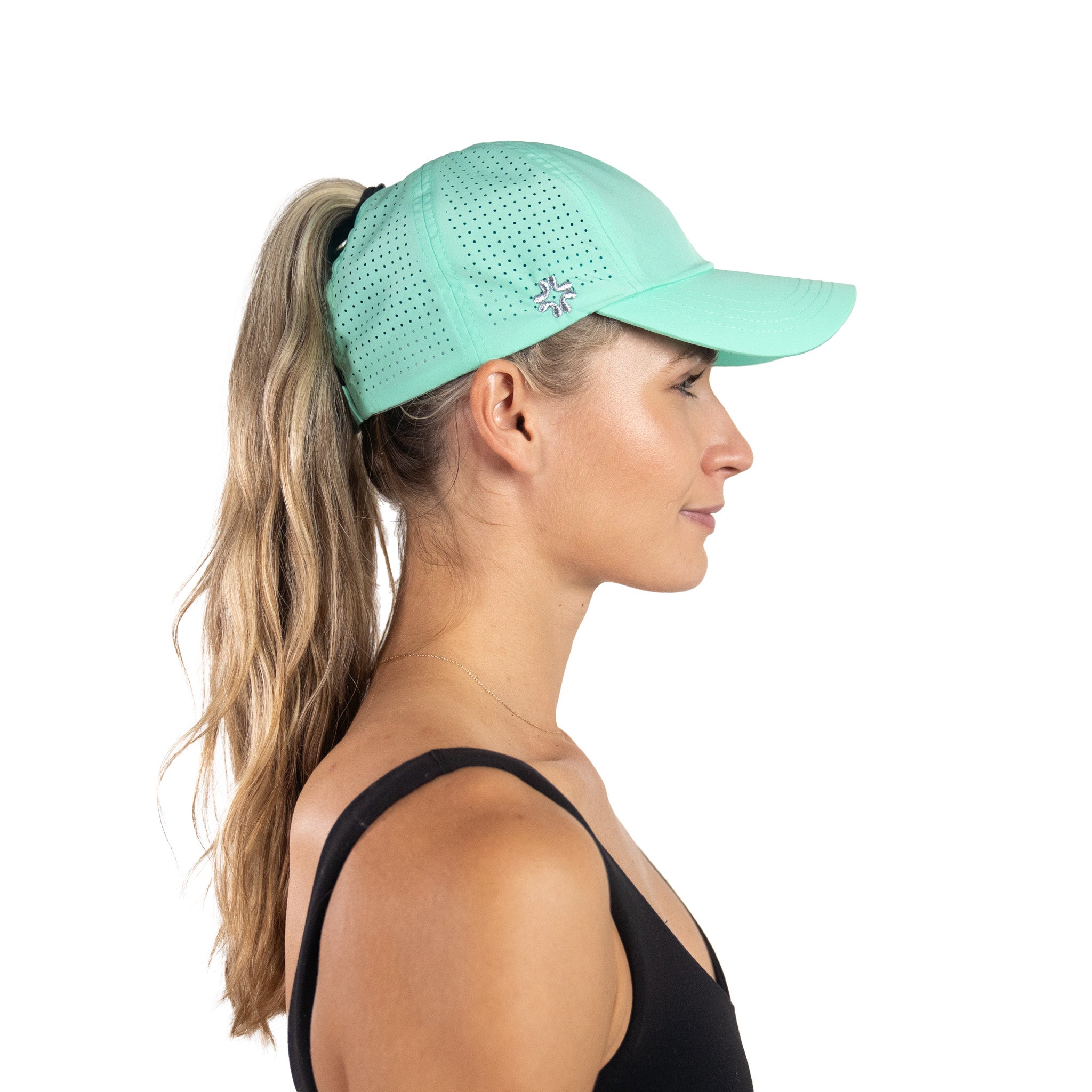 Ladies high ponytail hat, lagoon, turquoise, UPF50+