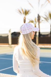 Tuck-in Strap Sun Goddess cap, Flamingo Print, UPF 50+ - VIMHUE