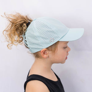 Girls Sun Goddess, sky blue, Size 53, UPF50+, high ponytail hat