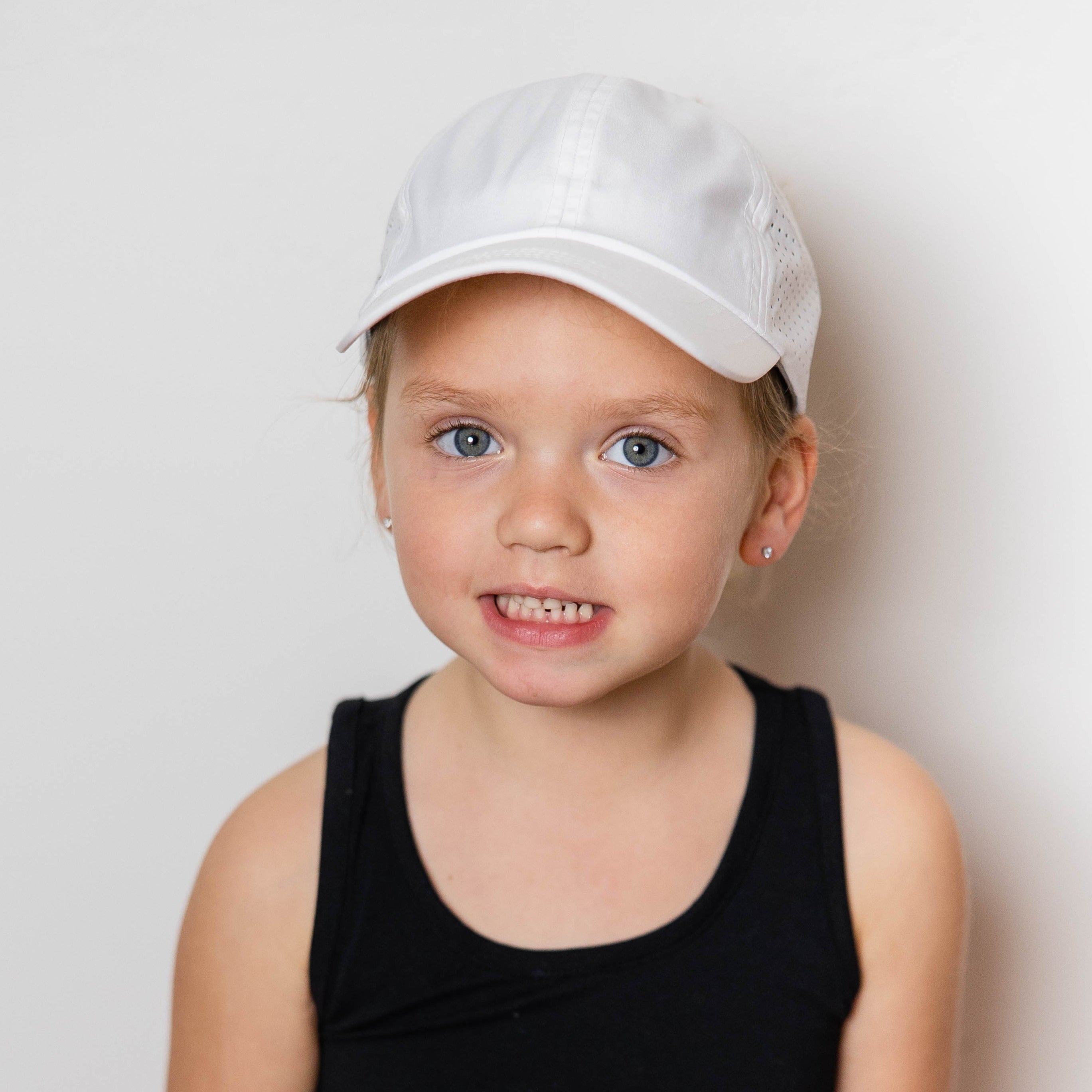 High ponytail kids cap, white girls baseball hats