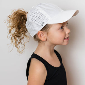 High ponytail kids cap, white girls baseball hats