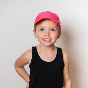 High ponytail kids cap, hot pink girls baseball hats