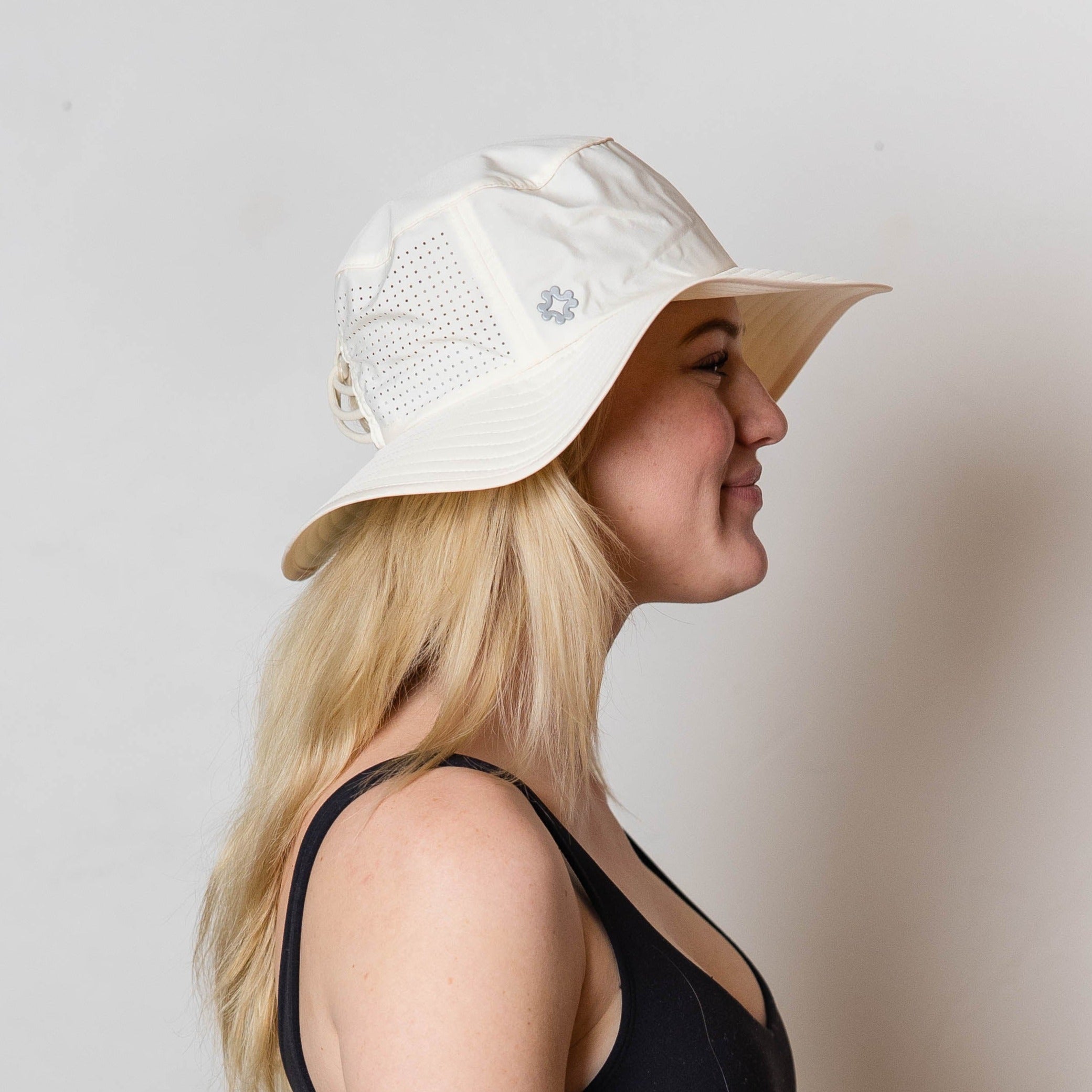 High ponytail Sun Goddess Bucket Hat, Buttercream, UPF50+