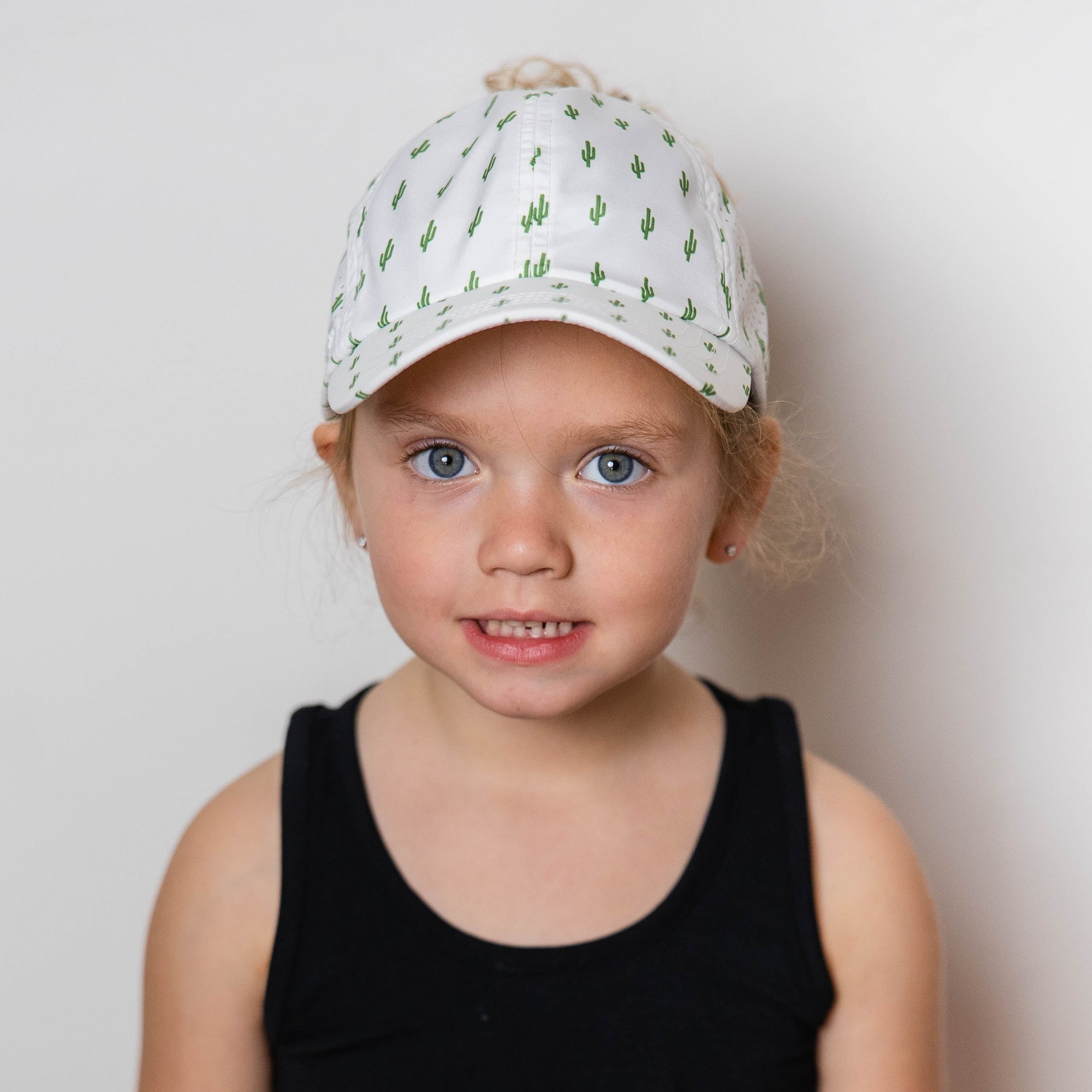 Girls Sun Goddess baseball high ponytail hat, cacti print, Size 53, UPF50+