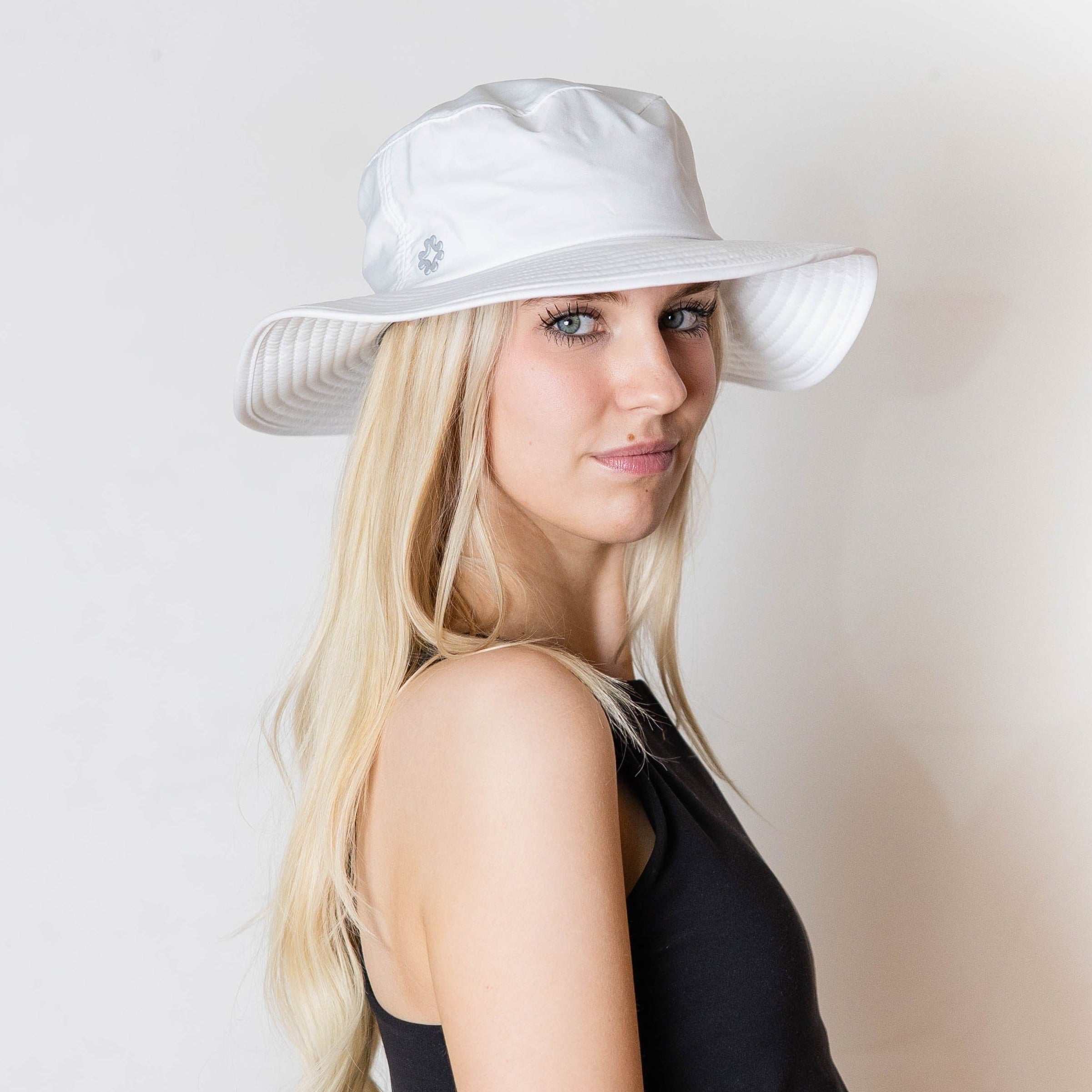 Ponytail hat, Sun Goddess Bucket Hat, White, UPF50+ - VIMHUE