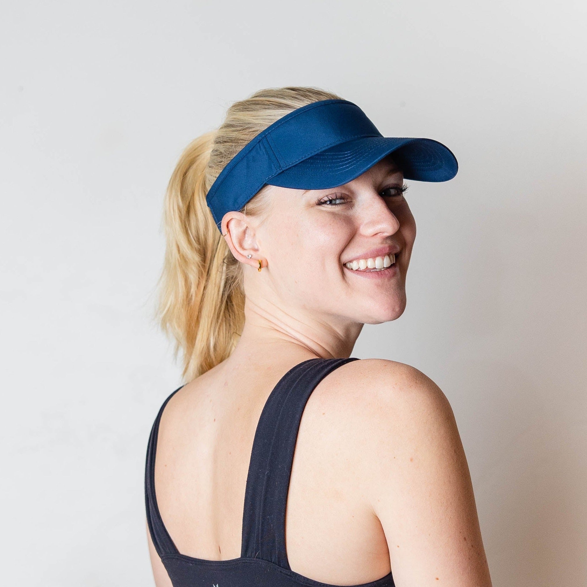 Ponytail hat, Visor, Velcro Strap, True Navy, UPF 50+ - VIMHUE