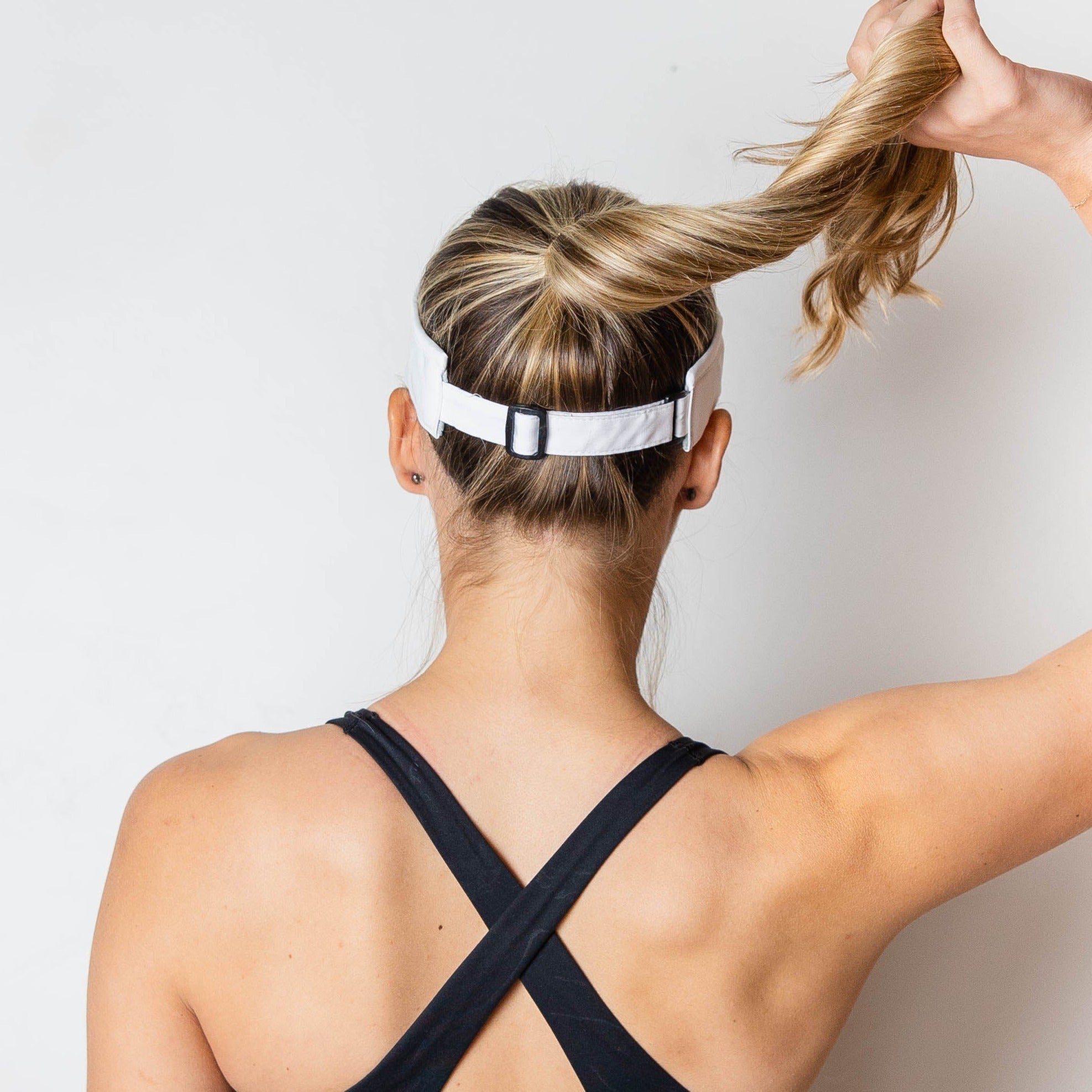 Ponytail hat, Visor, Slide Strap, White, UPF 50+ - VIMHUE