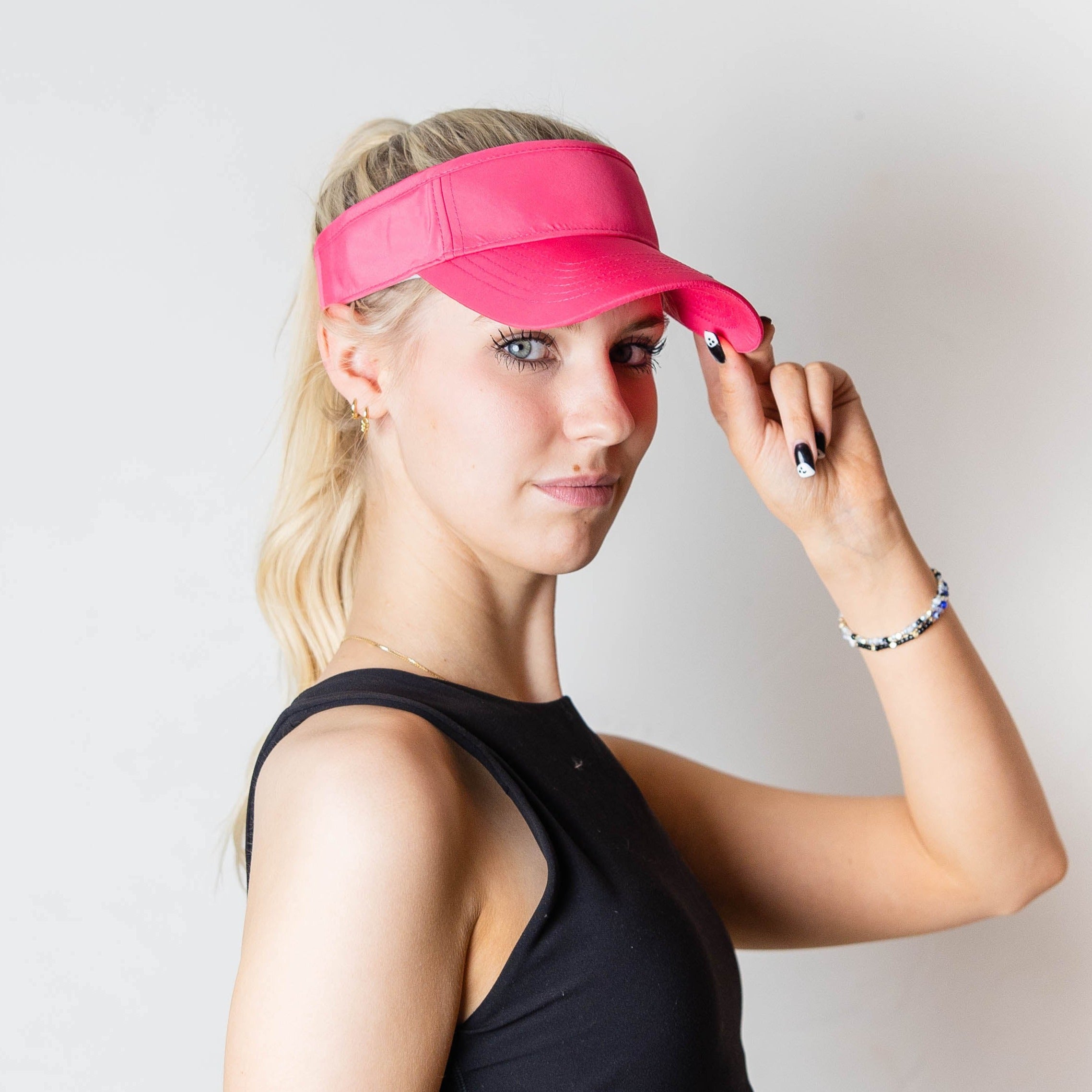 Ponytail hat, Visor, Velcro Strap, Hot Pink, UPF 50+ - VIMHUE