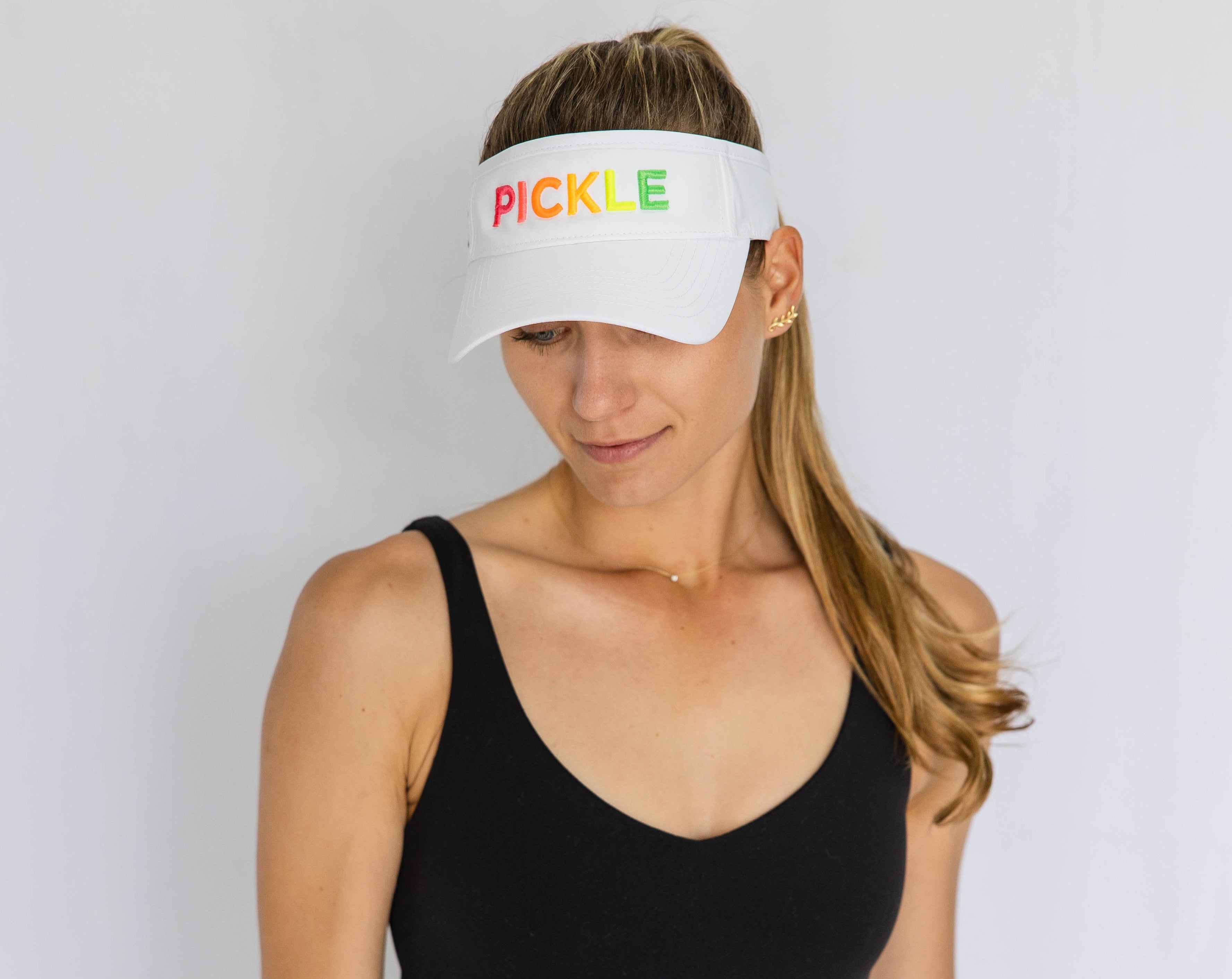 PICKLE(ball) logo, white, UPF 50+ - VIMHUE