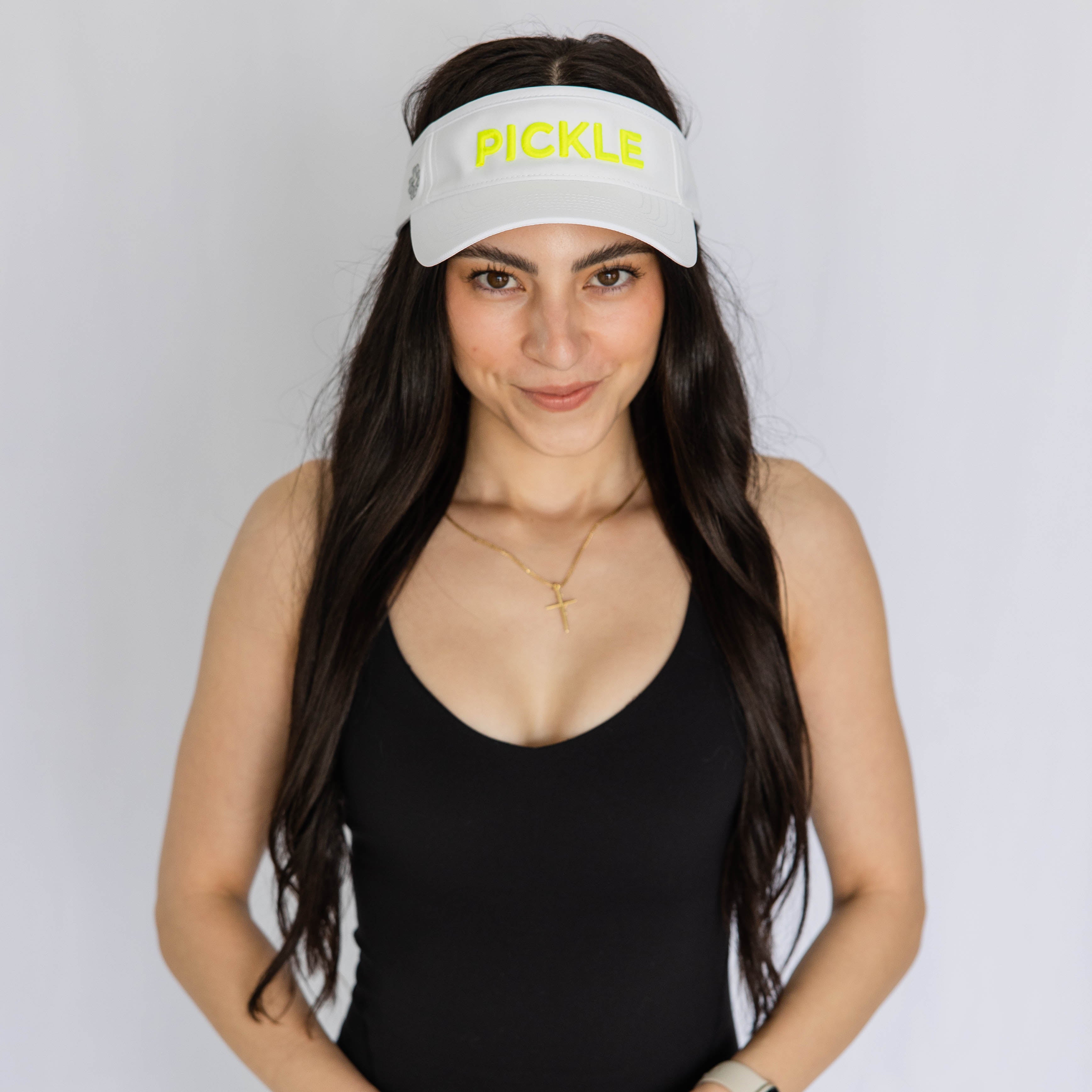 PICKLE(ball) logo, white, UPF 50+ - VIMHUE