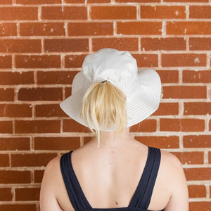 Ponytail hat, Sun Goddess Bucket Hat, Barely Beige, UPF50+ - VIMHUE