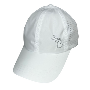 high ponytail hat, white, Michigan state logo