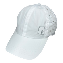 high ponytail hat, white, arizona state logo