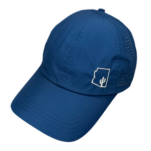 high ponytail hat, navy, arizona state logo