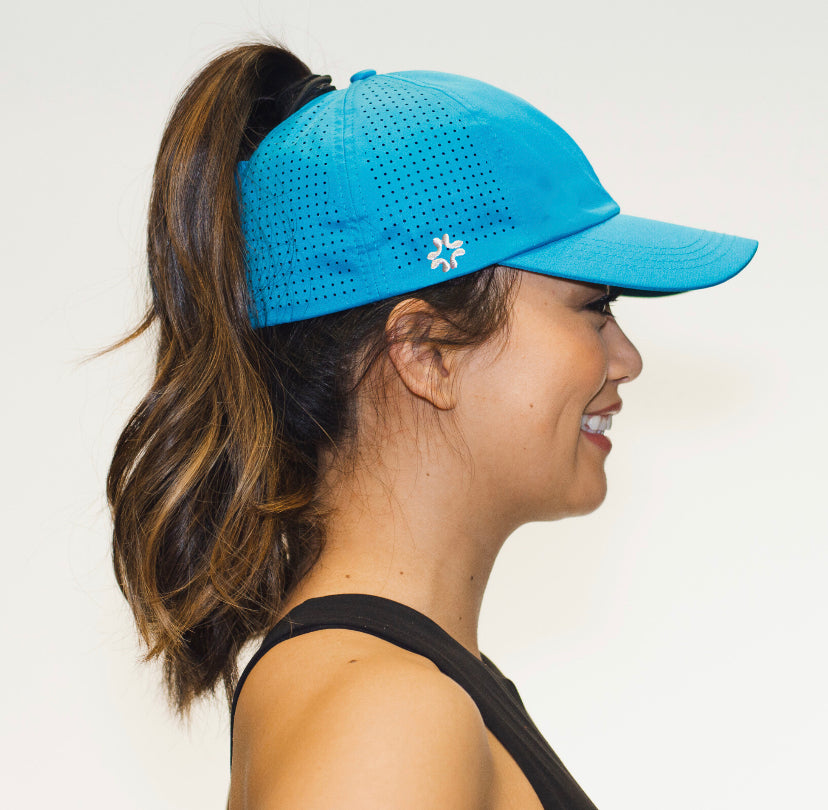 Ponytail hat, Sun Goddess, Aqua, UPF 50+ - VIMHUE