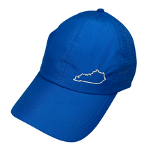 ponytail hat, royal blue, kentucky state logo