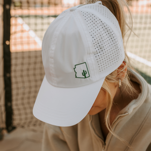 ponytail hat, Arizona Logo, White, UPF 50+ - VIMHUE