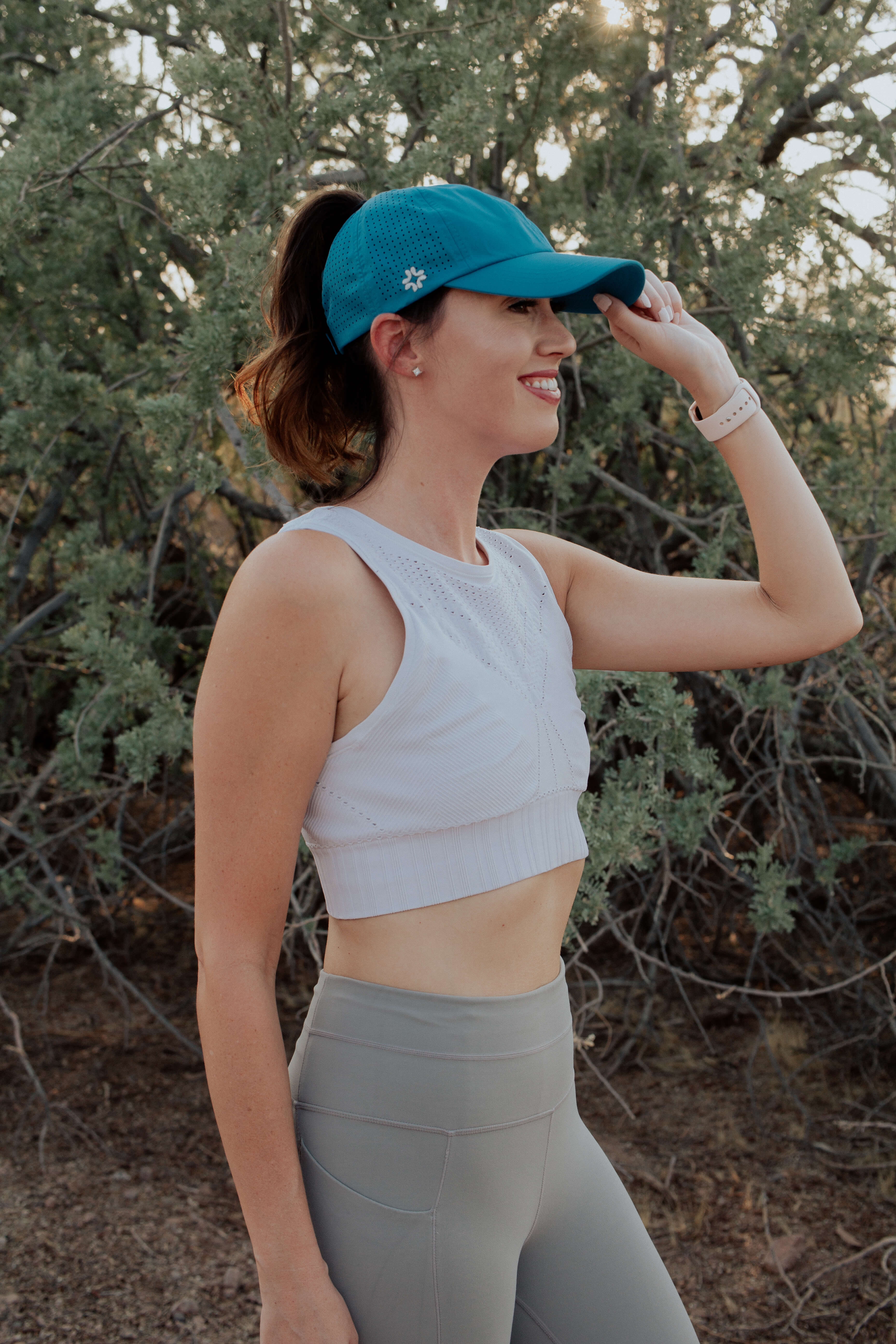 Ponytail hat, Sun Goddess, Aqua, UPF 50+ - VIMHUE