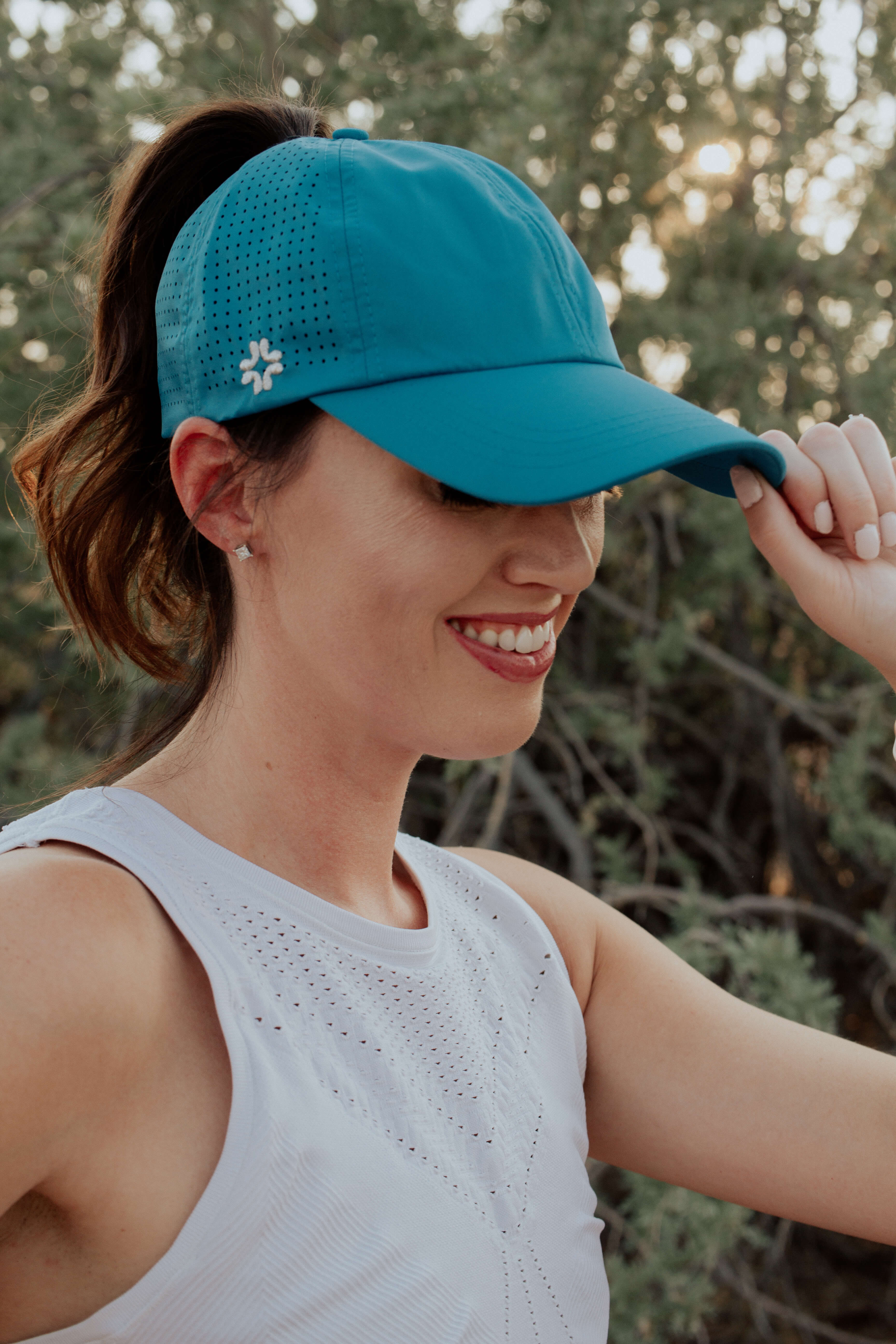 Ponytail hat, Sun Goddess, Aqua, UPF 50+ - VIMHUE
